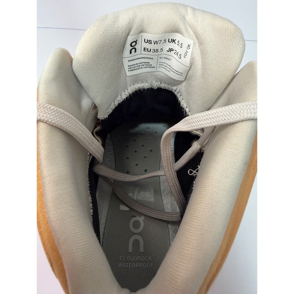 On Cloudrock Waterproof Hiking Boots Orange Womens 7.5 - Picture 7 of 8